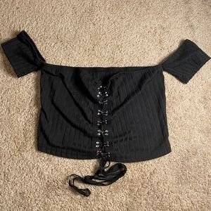 Off The Shoulder Lace Up Top